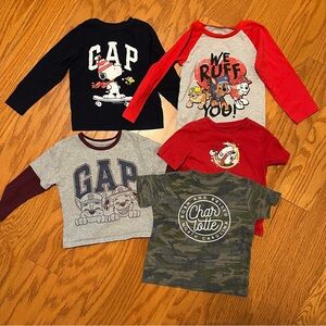 Lot of 5 boys t shirts GAP Kids Graphic Long Sleeve Shirt size 4T toddler